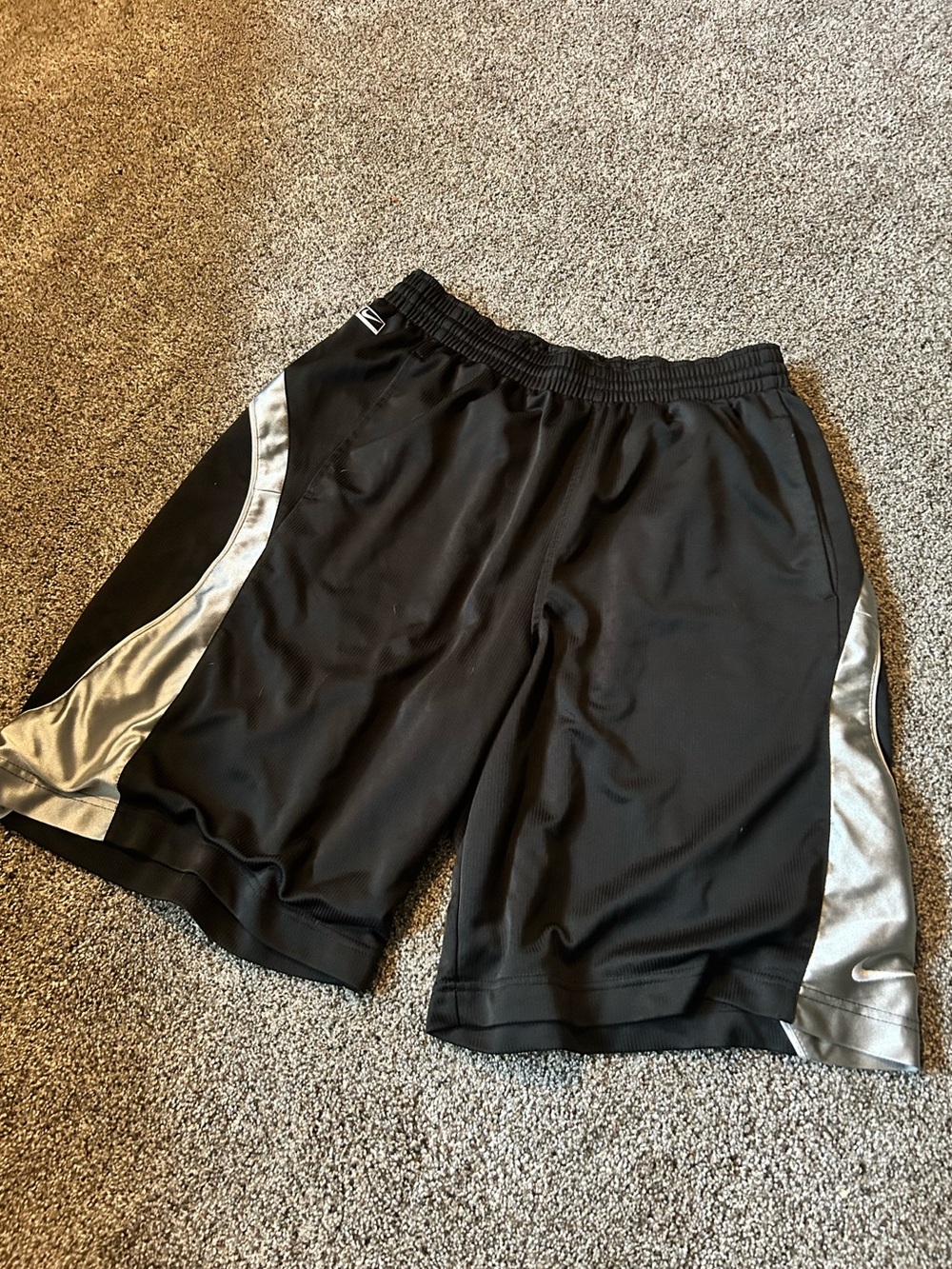 Men’s Nike Black and Silver Basketball Shorts